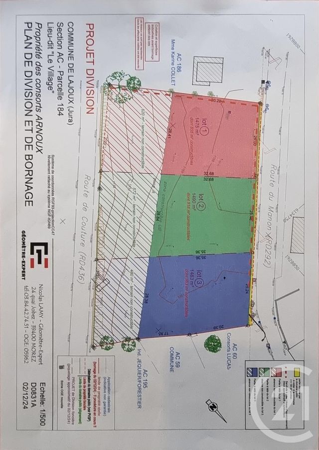 terrain à vendre - 1463.0 m2 - LAJOUX - 39 - FRANCHE-COMTE - Century 21 Sanac Immobilier